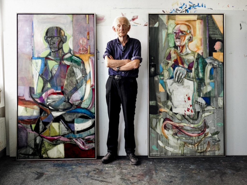 90 year old Artist Håkon Bleken in his studio.