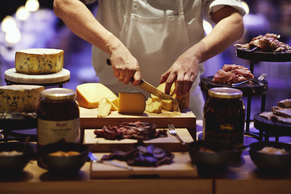 cheese board at britannia hotel's breakfast