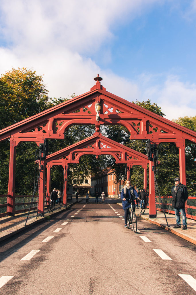 old red bridge in Trondheim