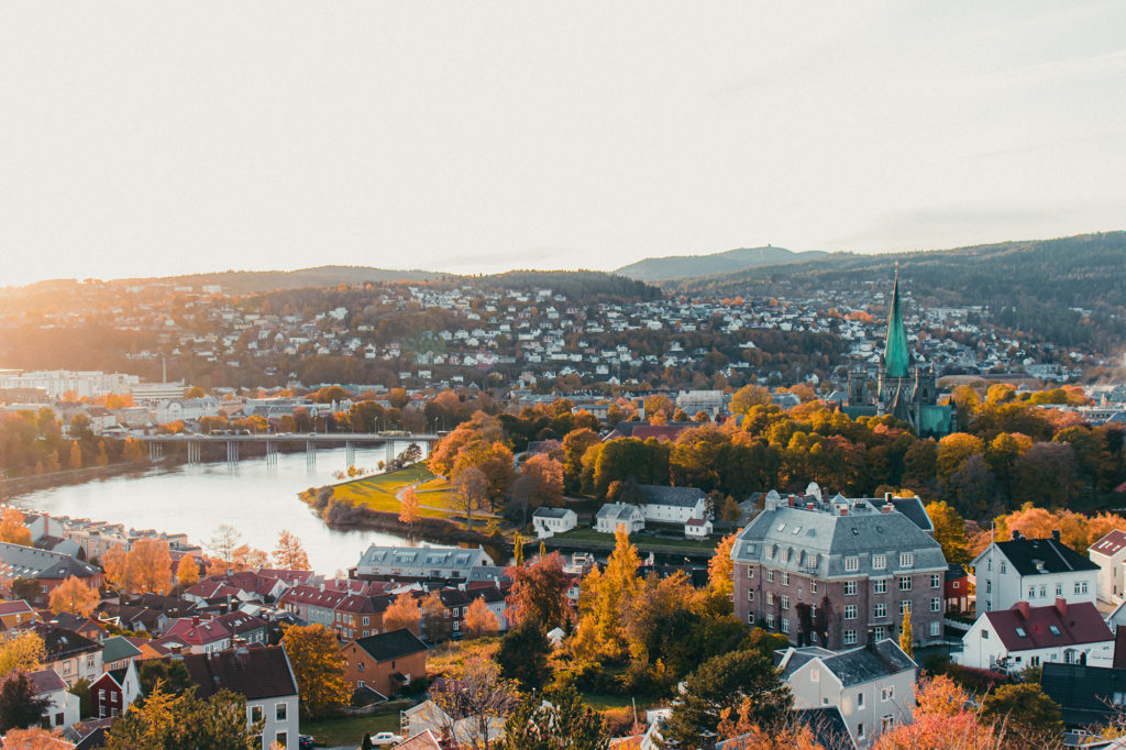 Trondheim and Nidarosdommen in autumn