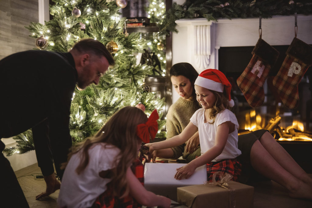 family Christmas scene in Britannia suite