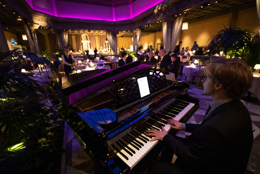 piano playing in Britannia Hotel's Palmehaven
