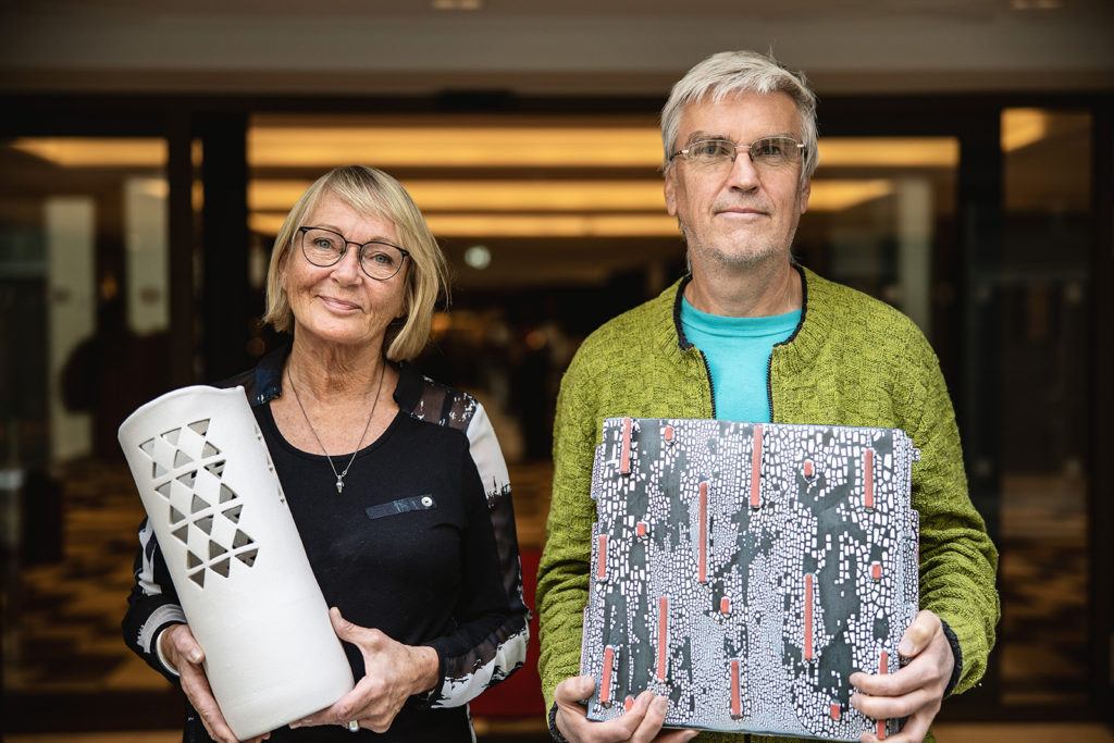 ceramic artists Liv Aursand and Per Lysgaard, exhibiting at Britannia Hotel 