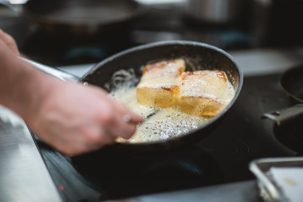 Speilsalen's Turbot dish being cooked