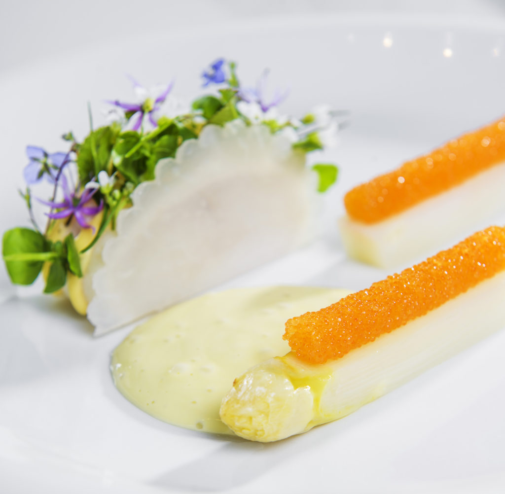 Speilsalen's Darling Buds Of may turbot dish