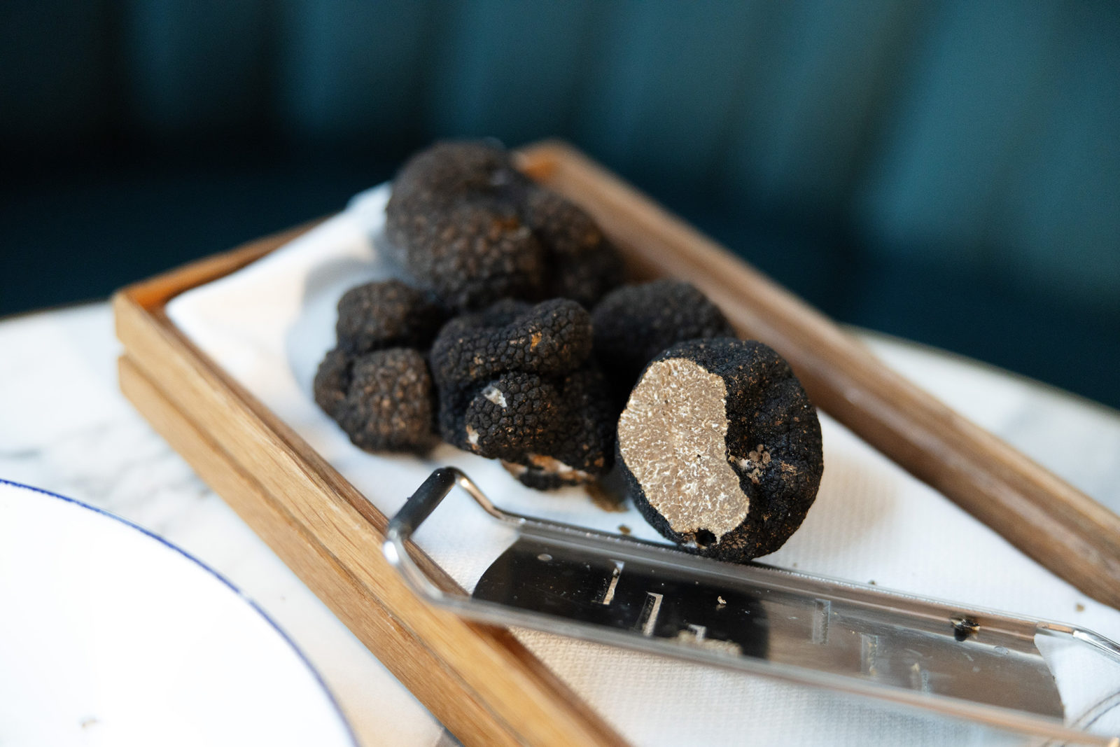black truffles and pasta at Brasserie Britannia